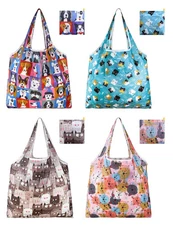 4 Pcs Reusable Grocery Bags, Foldable Shopping Bags Heavy Duty, Large Nano