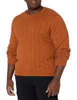 Baumwoll-Pullover Herren XL Rostfarben Rundhals Zopfmuster Amazon Essentials