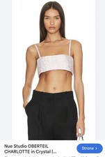 Nué Charlotte Oberteil Top Damen Gr.L  Silberfarben Strass