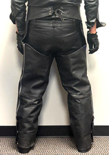 Kerr USA-Made Thick Black Leather Chaps Size XXL