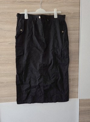 ASOS Midi Rock schwarz mit Schlitz Gr. 38 M 100% Baumwolle Basic 3/4 Rock Sommer