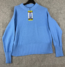 Gap Pullover Sweater Womens M Blue Crew Neck Long Sleeve Ribbed Cuff Knit NWT