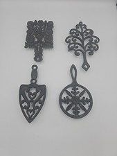Vintage Wilton Cast Iron Wall Hanging Trivets Lot of 4, Decorative Kitchenware