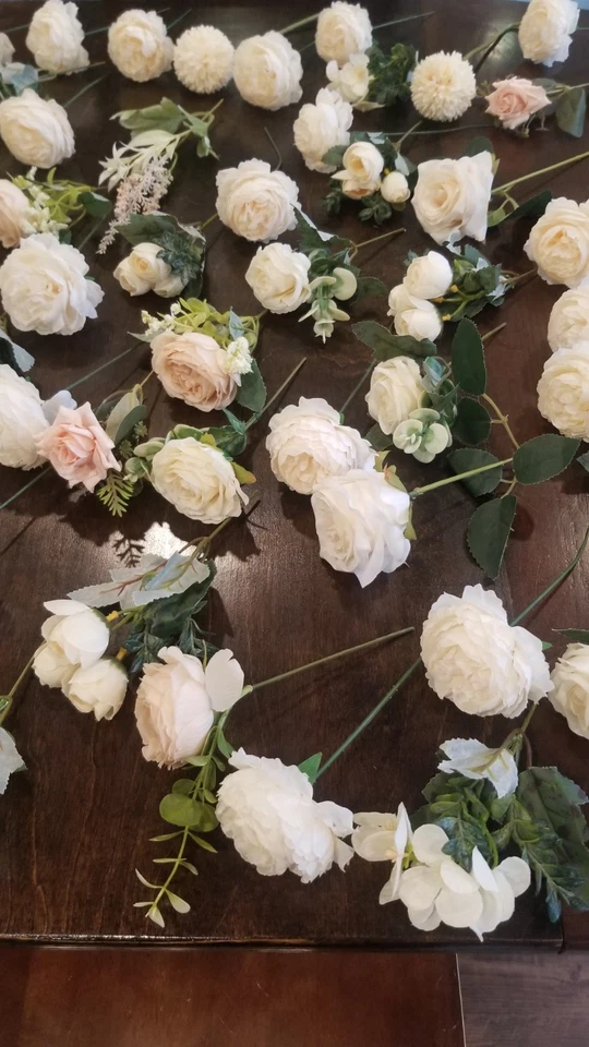 88 Artificial Flowers Mixed Lot Champagne Pink Wedding Bouquet Centerpiece Silk - Image 4 of 4