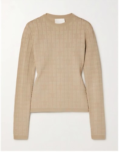 $700 Authentic Givenchy Gold Knit L/S Lightweight Sweater Top Size L NWT