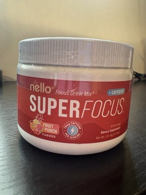 Nello SuperFocus Focus Drink Mix Powder, Fruit Punch Flavor 15.3 oz