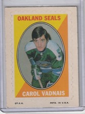 1970-71 OPC Topps Carol Vadnais Sticker Oakland Seals ex cond
