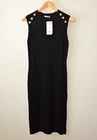 ORSAY BLACK RIBBED KNIT CREW NECK SLEEVELESS SUPER STRETCH MIDI DRESS SIZE S-M-L