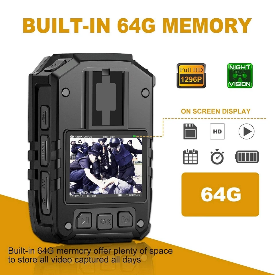 1296P HD Police Body Camera,64G Memory,CammPro I826 Premium Portable Body Cam... - Image 2 of 4