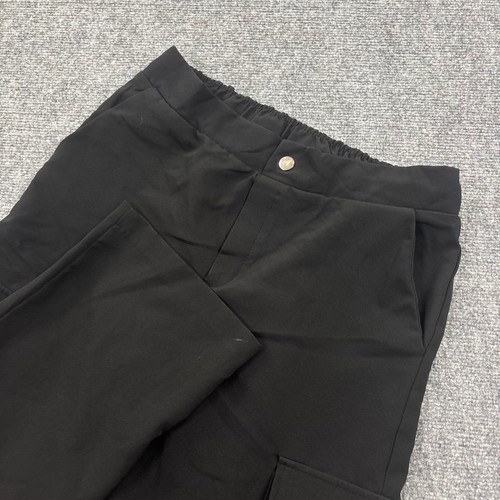 Zara Cargo Pants Size Medium Black Elastic Waist High Rise Wide Leg NWOT Women's