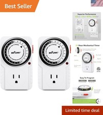 24 Hour Plug-in Mechanical Timer Grounded for Aquarium, Grow Light, Hydroponi...
