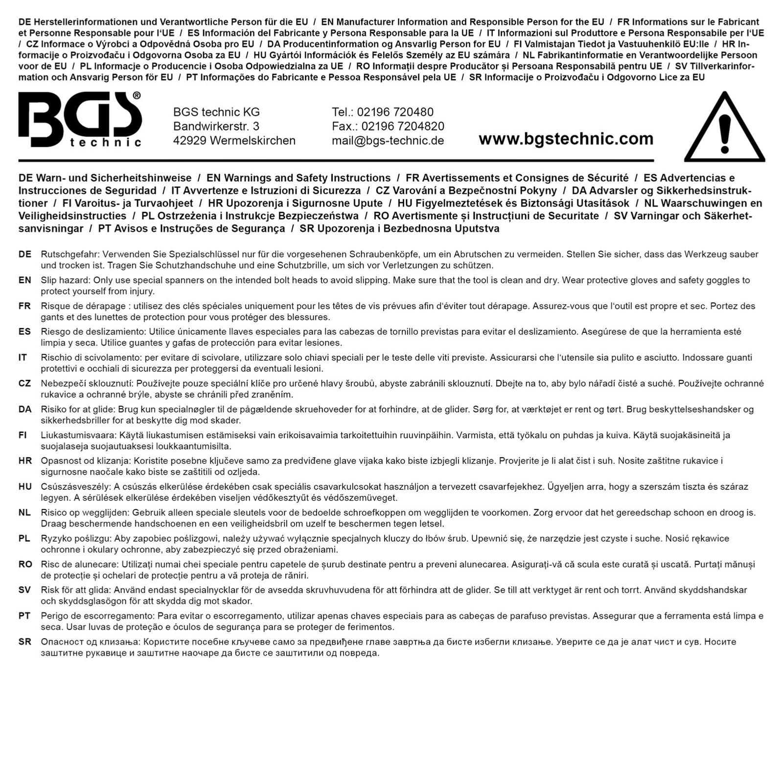 Clés fourches ultra minces BGS Technic en acier Chrome-Vanadium satiné