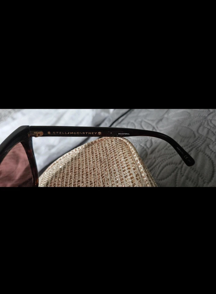 Stella McCartney SC0164S Womens Rectangle Sunglasses Black Brown Tinted UV400 - Image 3 of 4