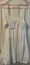 American Eagle Outfitters White Sundress Scoop Neck Smocked Adjustable Straps M
