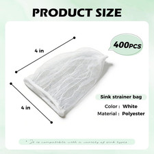 400 Pack Disposable Mesh Sink Strainer Bags Elastic Fine Drain Nets for Kitch...