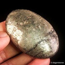 70g 56mm Natural Pyrite Palm Stone Fool's Gold Crystal Healing Stone Chakra