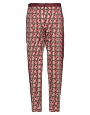 New Dolce & Gabbana burgundy logo-print jacquard silk pants floral side stripes