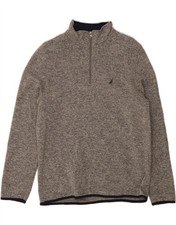 NAUTICA Mens Zip Neck Jumper Sweater Large Grey DK83