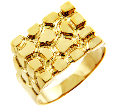 New Mens Nugget Shape Designed Custom Fancy Pinky Ring 14k