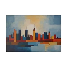 Abstract skyline - Sun - Colorful - Shapes - Matte Canvas, Stretched, 0.75"