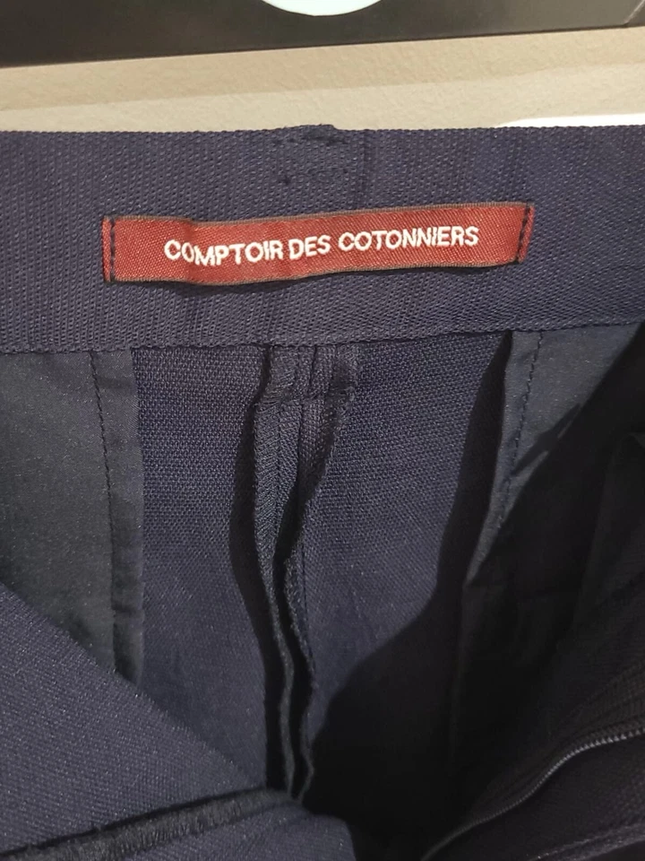Comptoir des Cotonniers Straight leg trousers Navy Size 10 FR38 Elasticated Back - Изображение 4 из 4