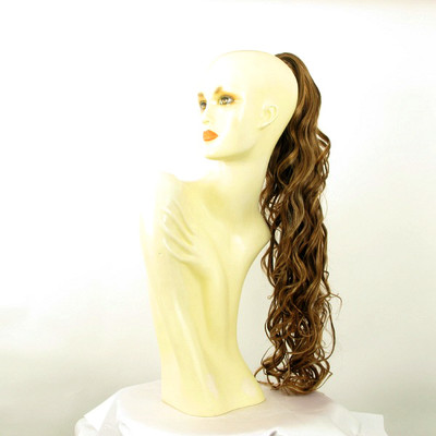 Postiche Queue De Cheval Longue 70 Cm Blond Châtain Mèché Doré - Synthétique, Avec Pince