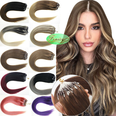 Micro Ring Link Hair Extensions Silicone Micro Beads Loop Tip Real Human Hair 1g