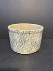 Vintage Robinson Ransbottom Roseville Crock Blue Spongeware Not Perfectly Round
