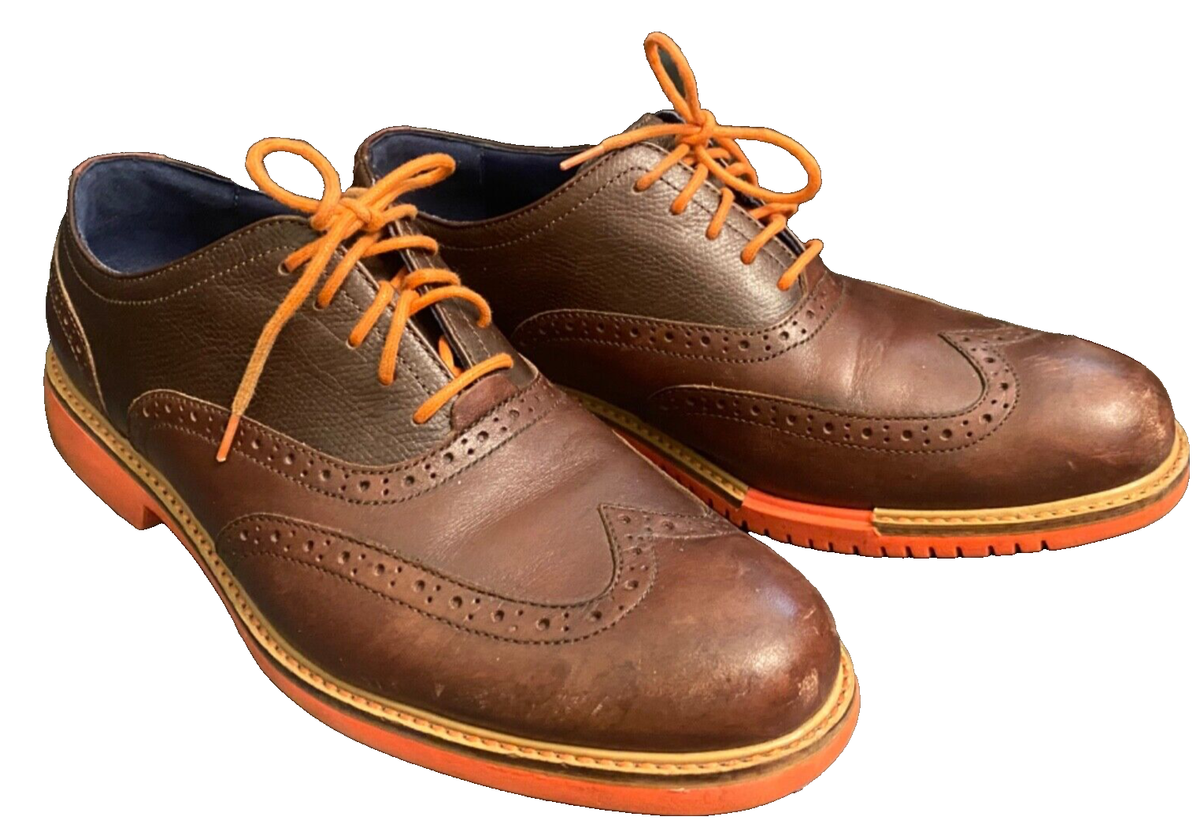 COLE HAAN Mens BROWN ORANGE Wing Tip Great Jones Oxford  display picture 2