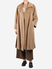 Max Mara Brown Alpaca And Wool-blend Coat - Size Uk 6