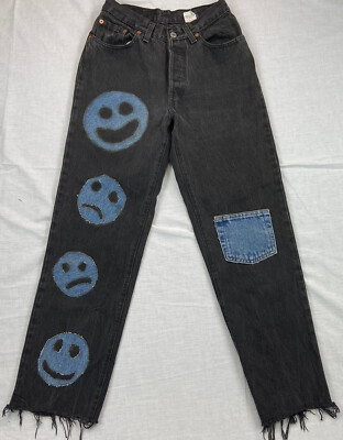 Vintage Women's Levis 501 Black 26x27 (7M) Jeans High Waisted Custom USA  Made