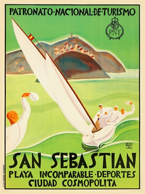 affiche circuit automobile San Sébastien 1925 - Rakuten