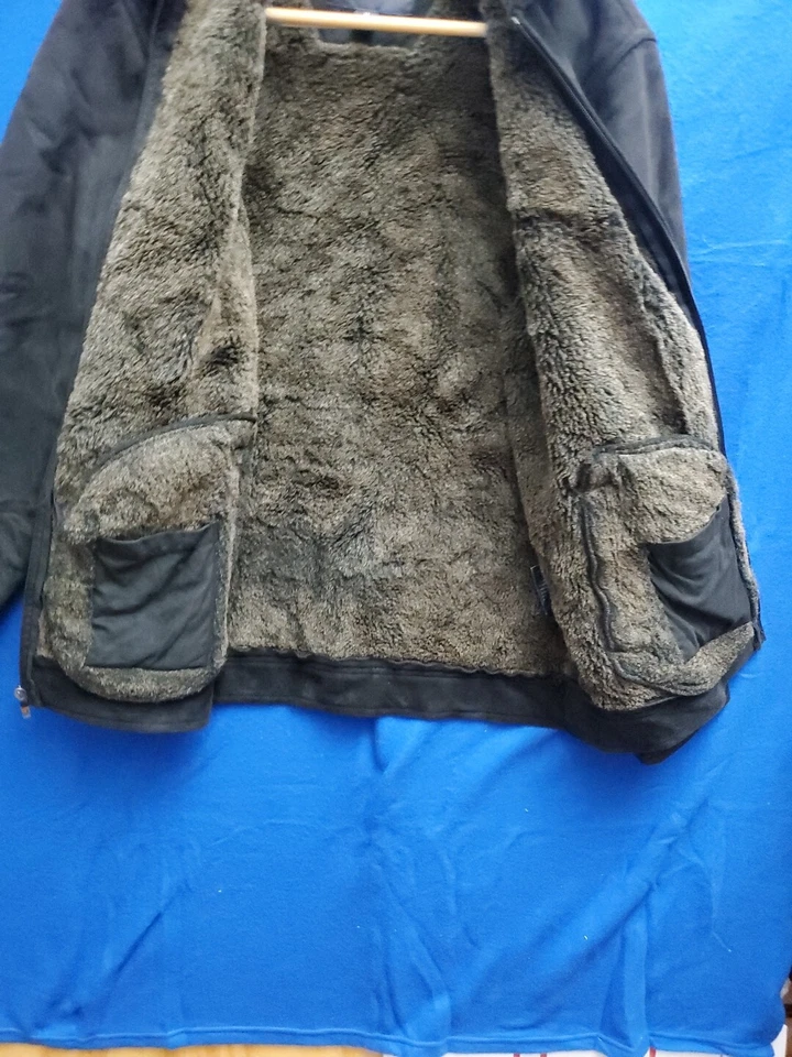 Chaqueta Nautica Vintage Negra Para Hombre Talla Mediana Esponjosa Forrada Cremallera Frontal Foto 4 de 4