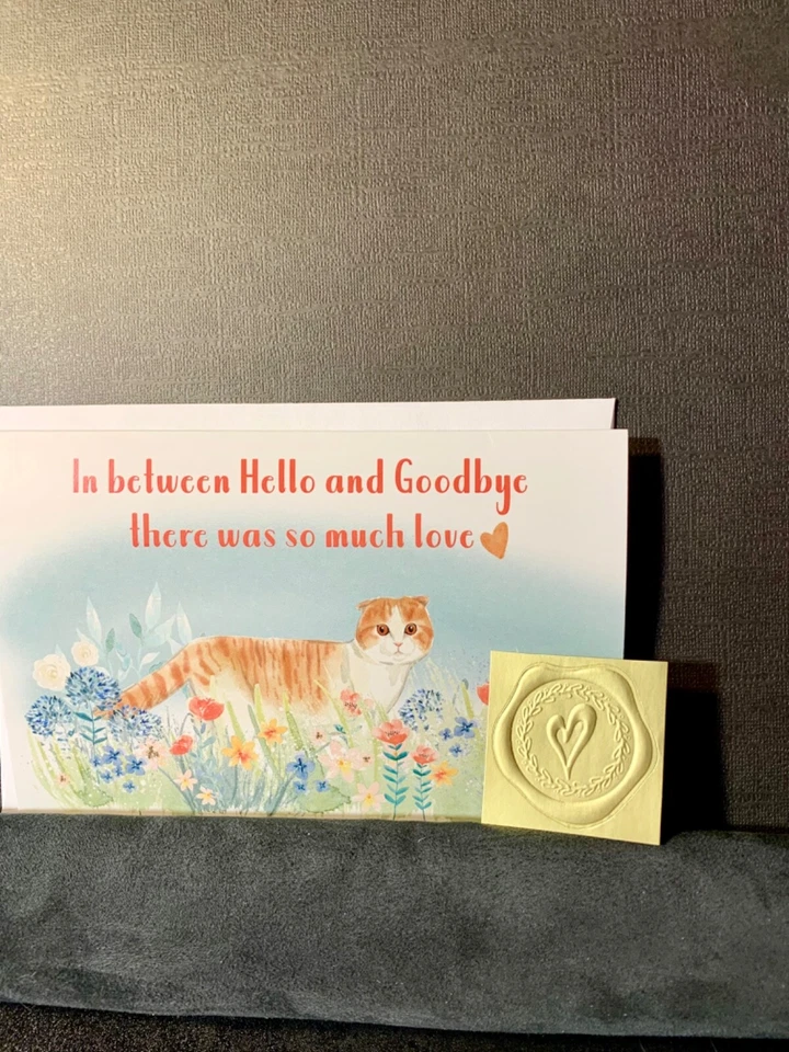 Tarjeta de felicitación condolencias de simpatía pérdida de mascota gato mucho amor Foto 3 de 3