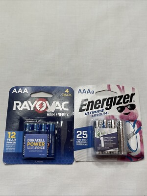 Rayovac High Energy AAA4 Batteries And Energizer Ultimate Lithium AAA8 Rd Descri