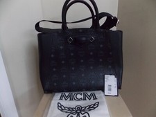 Women's NWT Black MCM Visetos Tote Handbag