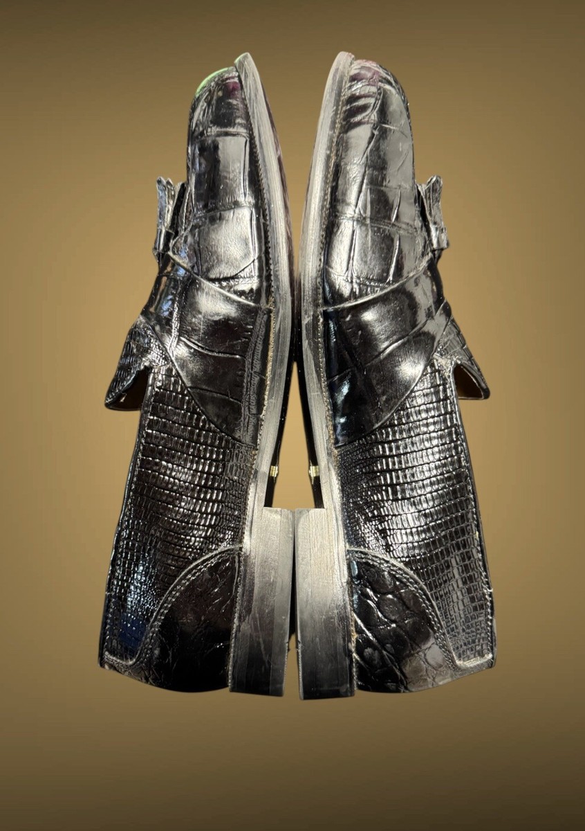 Stacy Adams Snake Skin Black Loafers Tassel Round Toe  display picture 2
