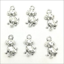Wholesale 100pcs Dog Antique Silver Charms Pendant DIY Jewelry Findings 15 10mm