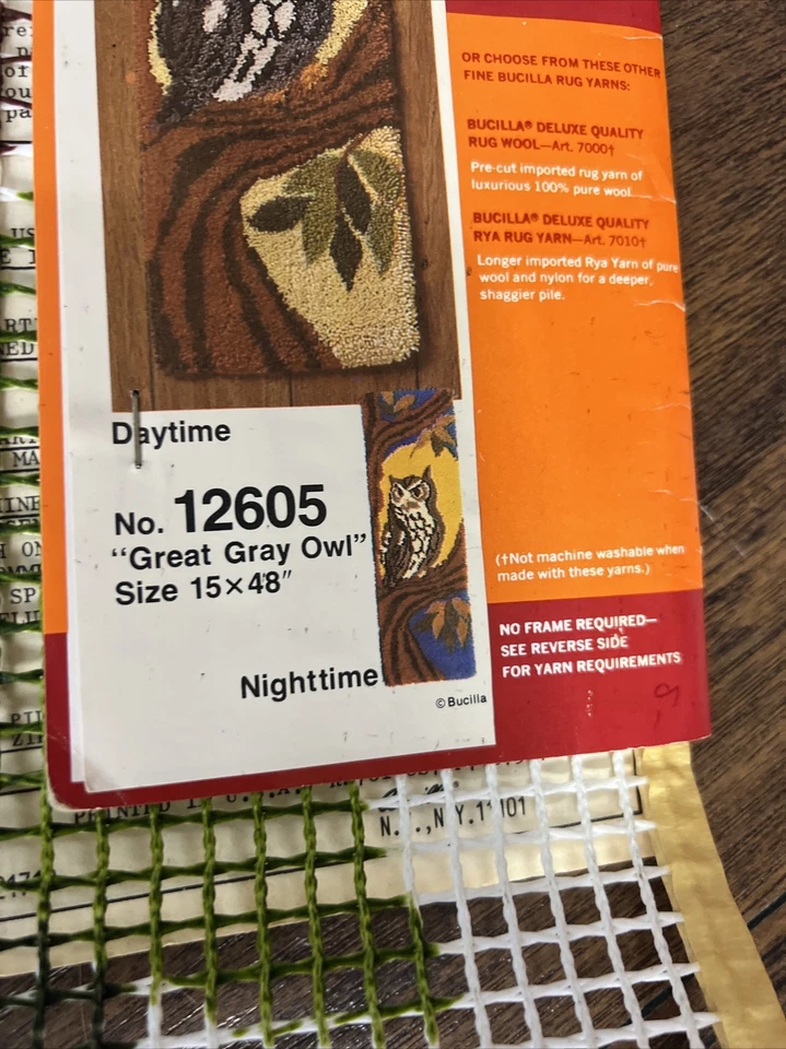 De Colección Bucilla Colgar Decorador Panel de Pared Gran Alfombra Búho Gris Colgante de Pared 15x48 Foto 3 de 4
