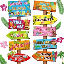 Jetec 20 Pieces Luau Party Welcome Sign, Tropical Hawaiian Summer 