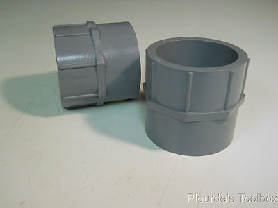 Lot of (2) Lasco 3'' CPVC Slip x Slip Female Socket Union Pipe Fittings, Sch 80