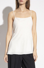 Theory Crepe De Chine Drape Slip Cami Ivory Petite S Asymmetric, NEW Retail 245