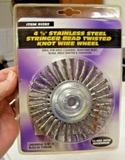 WARRIOR 4 1/2" Stainless Steel Stringer Bead Twisted  Knot Wire Wheel,  NEW 