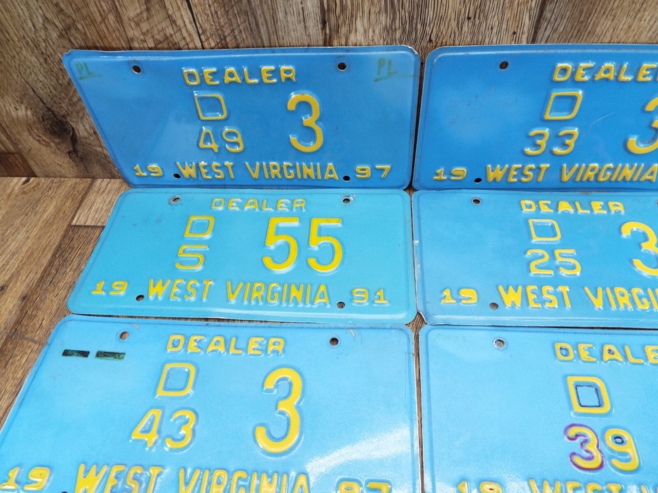 8 VTG Lot 1990'S WEST VIRGINIA AUTO DEALER License Plates MAN CAVE eBay