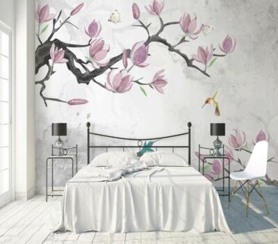 3D Flower Branch Bird 37138NA Wallpaper Wall Murals Removable Wallpaper Fay