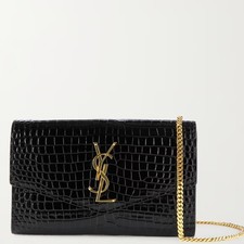 New! Authentic Saint Laurent Ysl Uptown Croc-effect Patent-leather Bag Msrp$1650