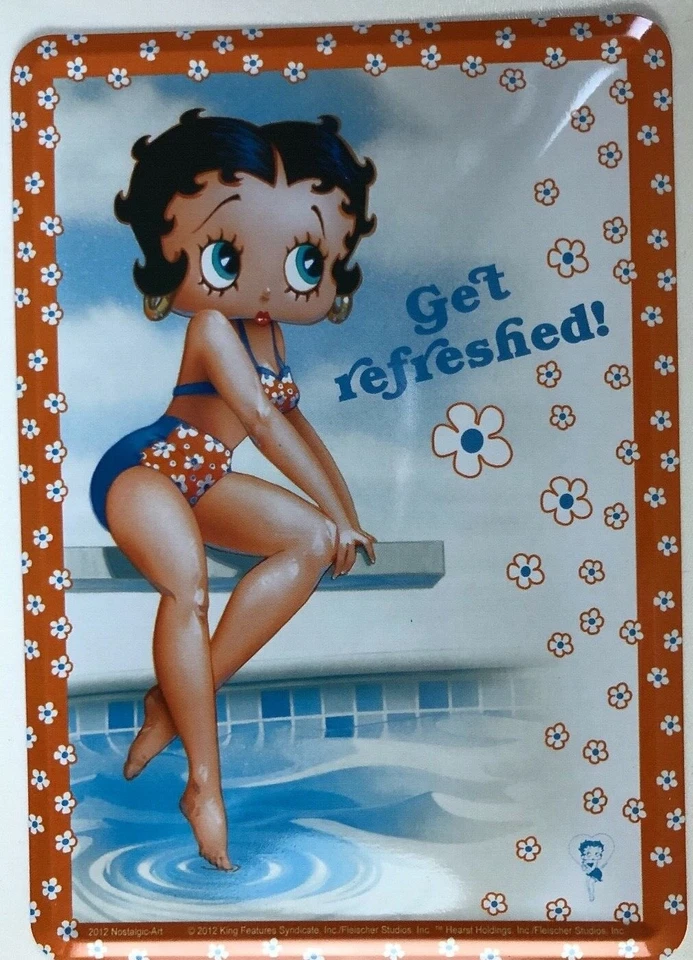 Plaque émaillée bombée et relief Betty Boop 14 x 10
