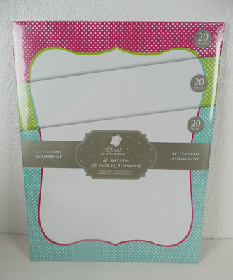 Great Papers! Spring Dots Letterhead 60 Sheets (20 Each of 3 Designs) New Sealed
