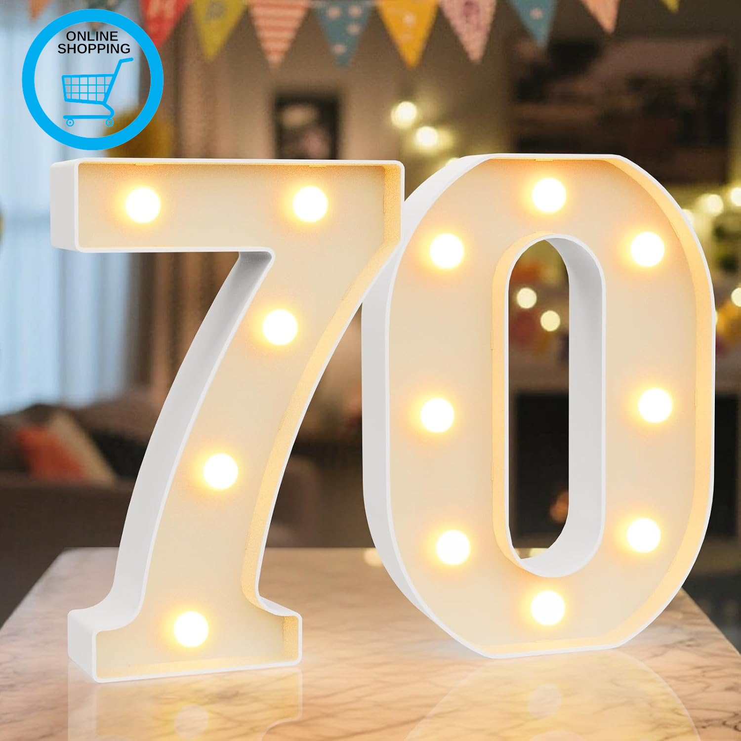 LED Light up Marquee Numbers Sign - Cool & Warm Light up Numbers for 70Th Birthd