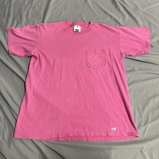 Vintage Lee Blank Pink Pocket T Shirt Sz Large Made In USA Single Stitch Cotton